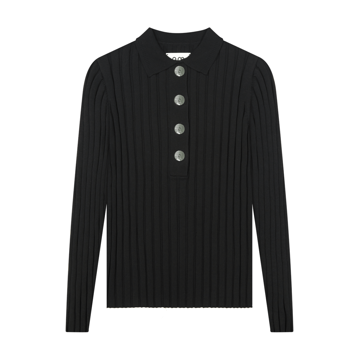 Ribbed Polo Sweater - Black - shopndotm - Young Adult/Women Clothing