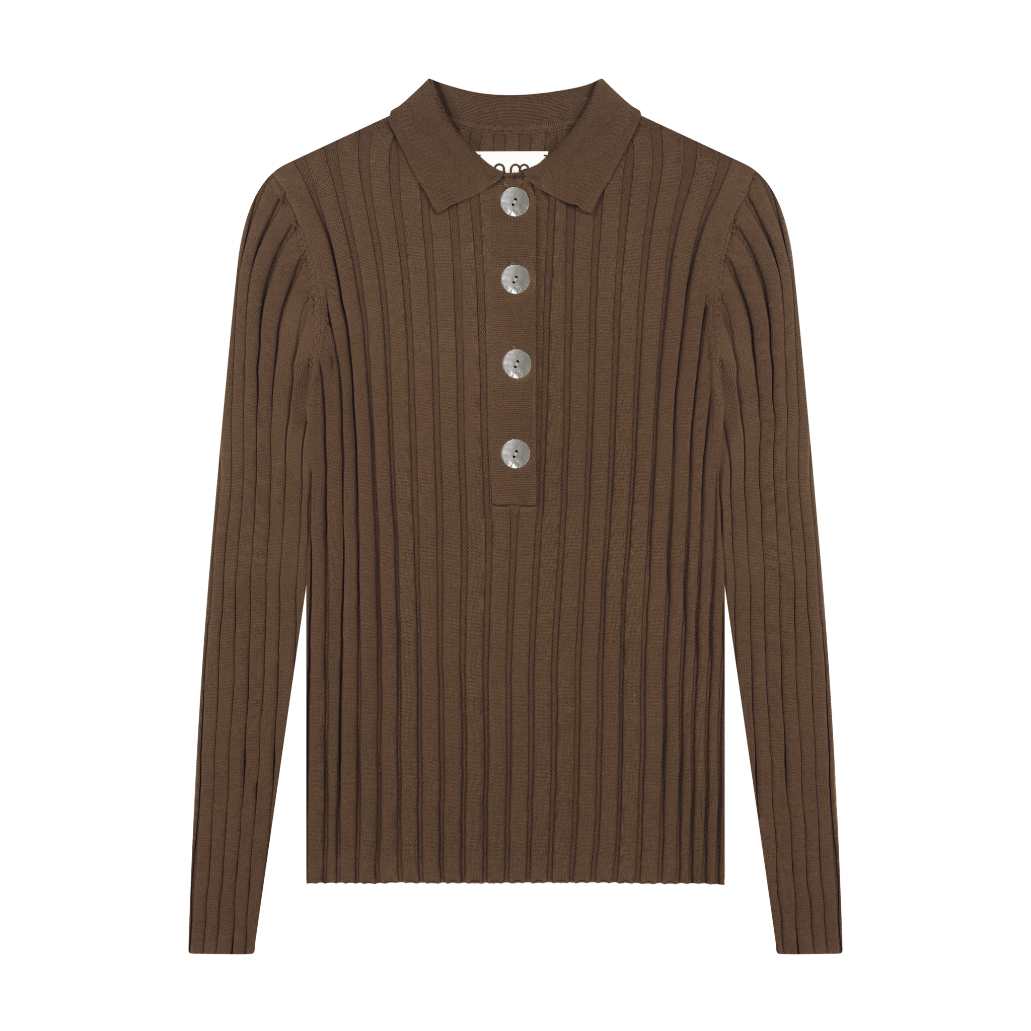Ribbed Polo Sweater - Brown - shopndotm - Teen Clothing