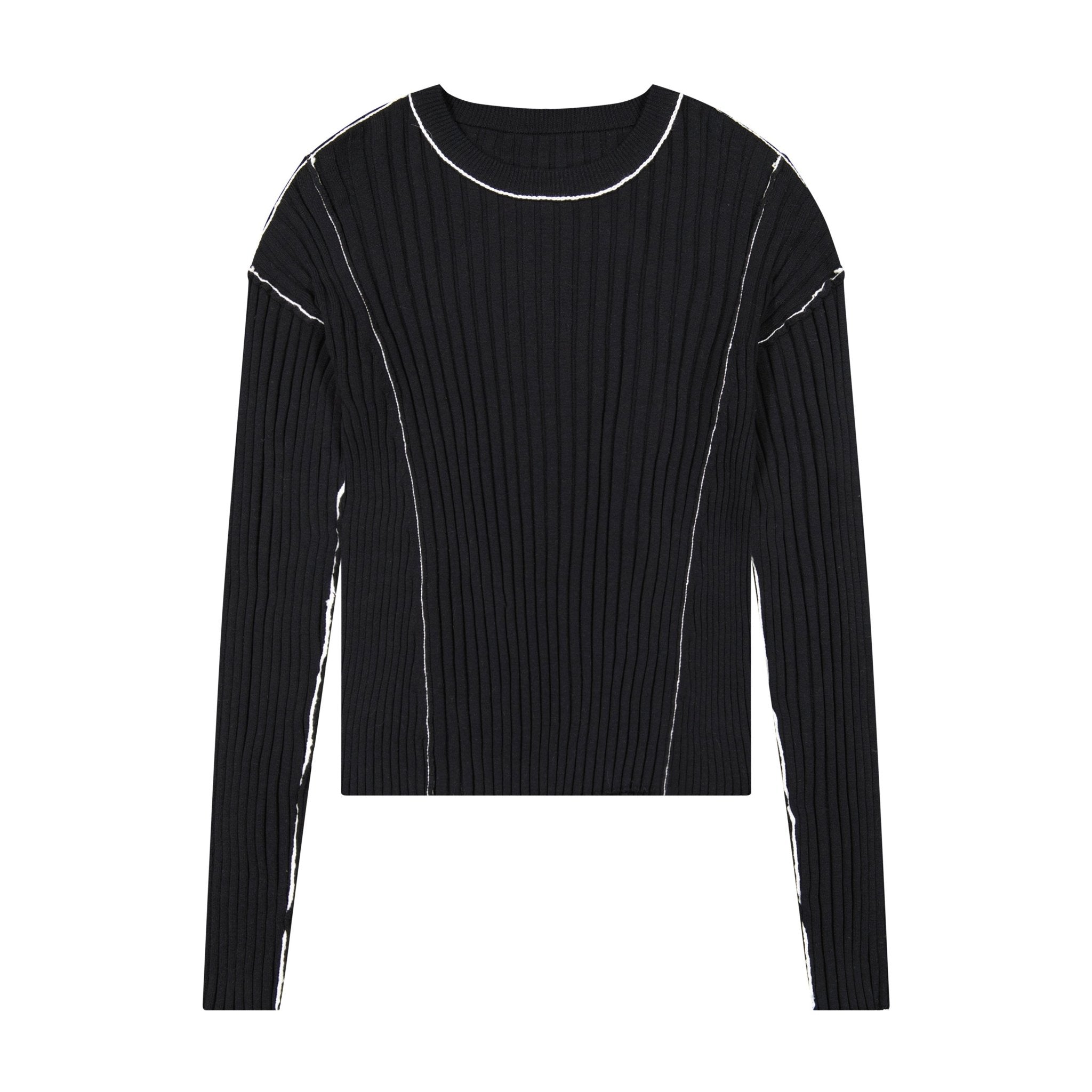 Ribbed Sweater - Black - shopndotm - Teen Clothing
