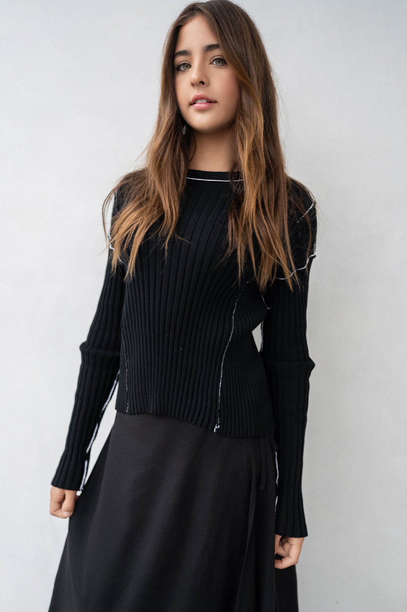 Ribbed Sweater - White - shopndotm - Teen Clothing