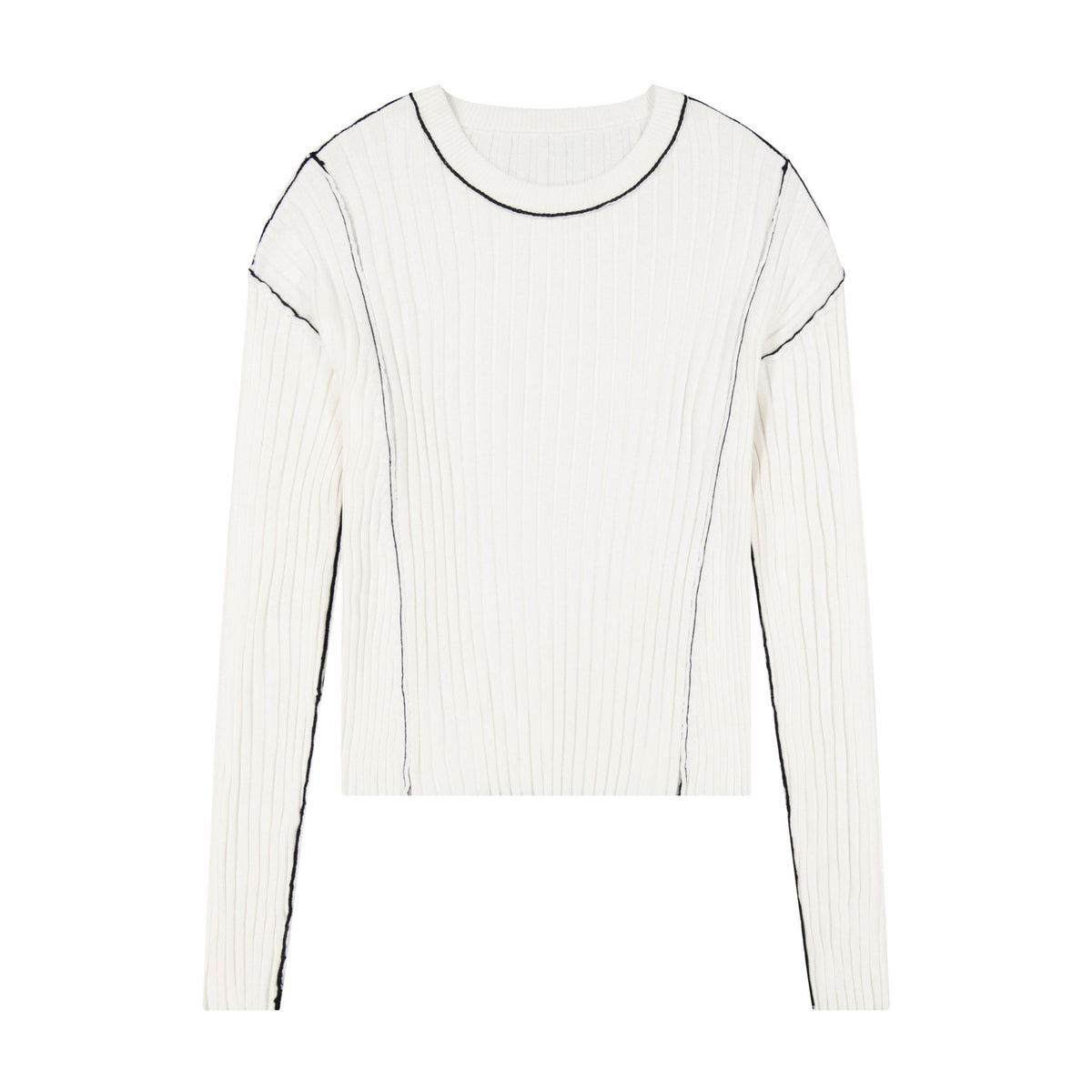 Ribbed Sweater - White - shopndotm - Teen Clothing