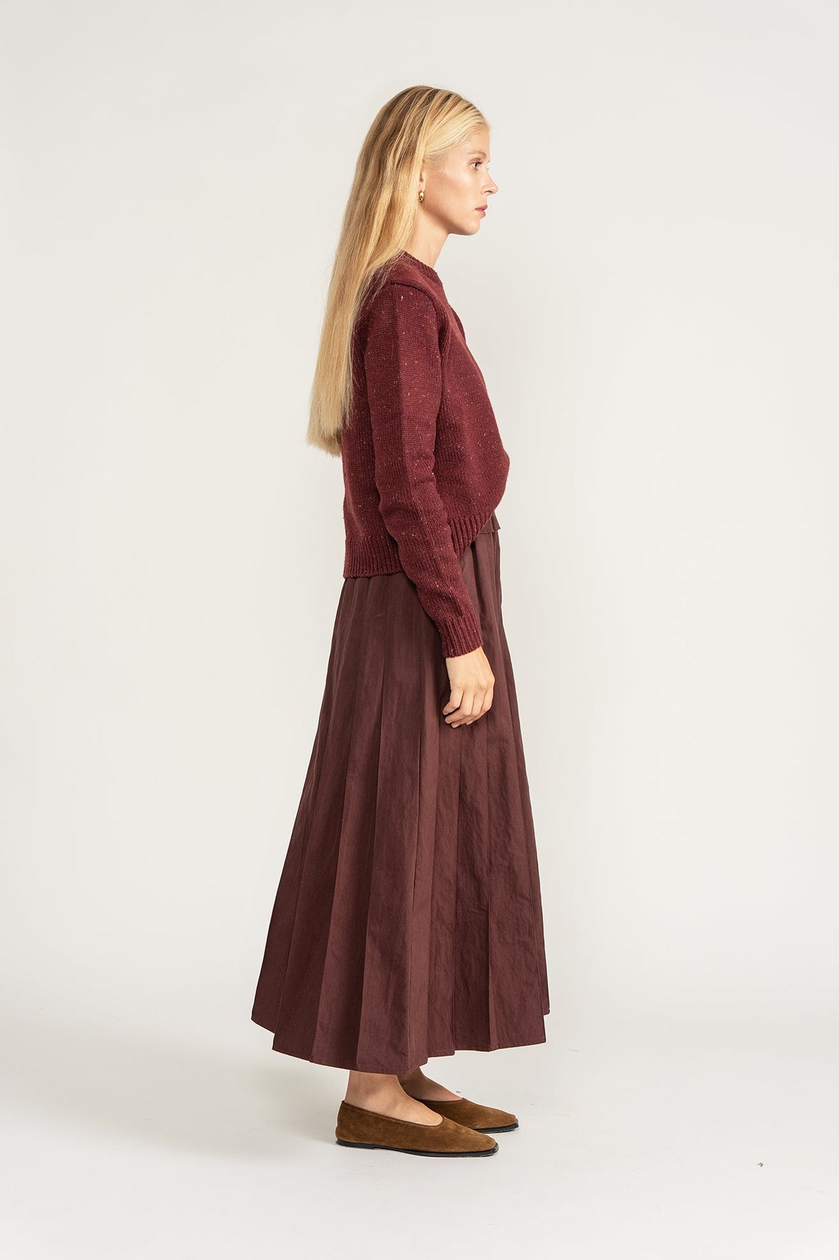 Side Panel Skirt - Burgundy - shopndotm - Teen Clothing