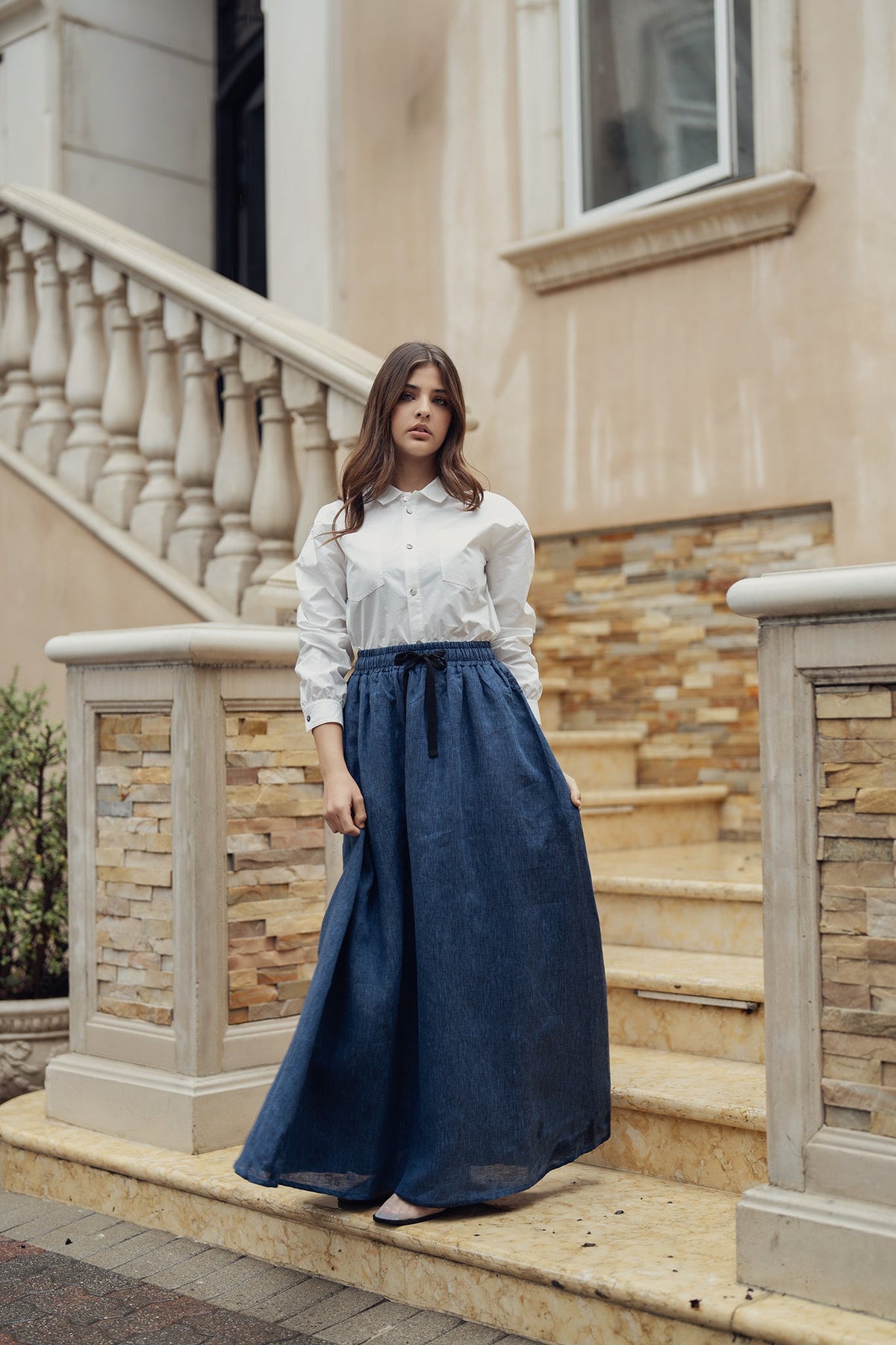 Sierra Linen Maxi Skirt - Blue - shopndotm - Teen Clothing