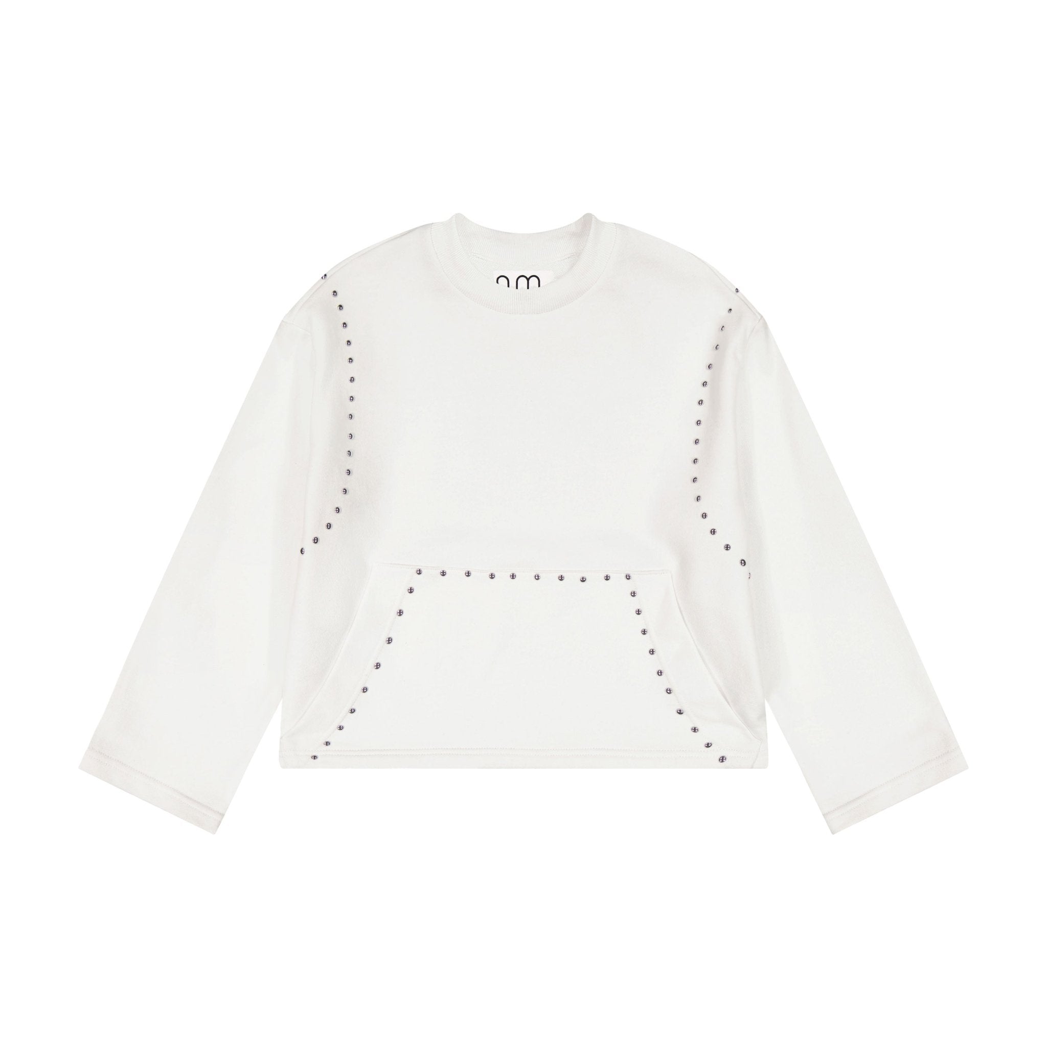Studded Sweatshirt - White - shopndotm - Teen Clothing