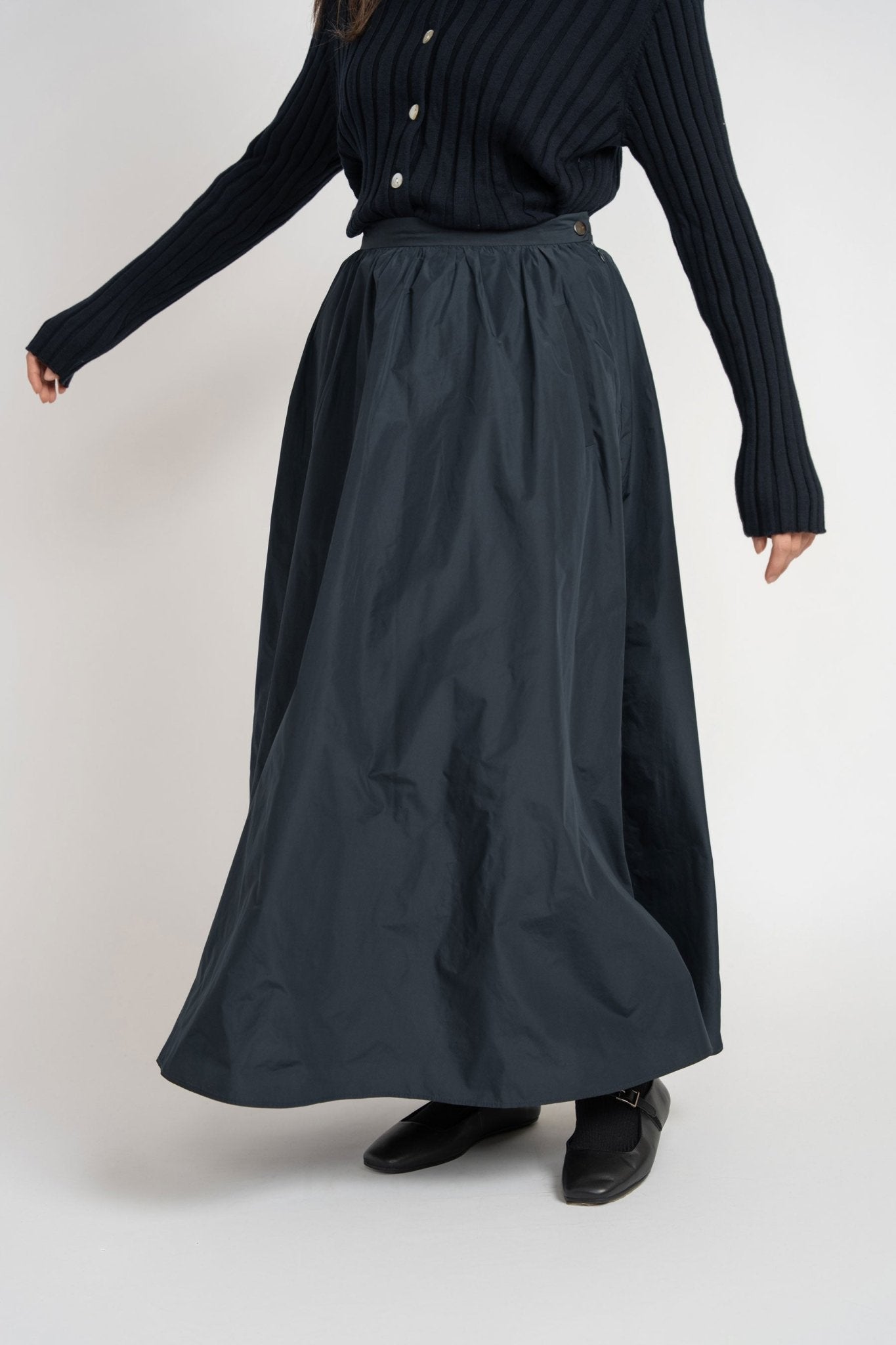 Taffeta Gathered Skirt - Navy - shopndotm - Teen Clothing