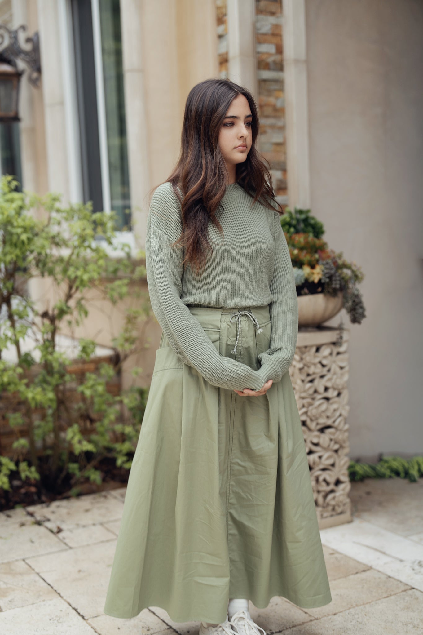 Textured Knit Sweater - Sage - shopndotm - Teen Clothing