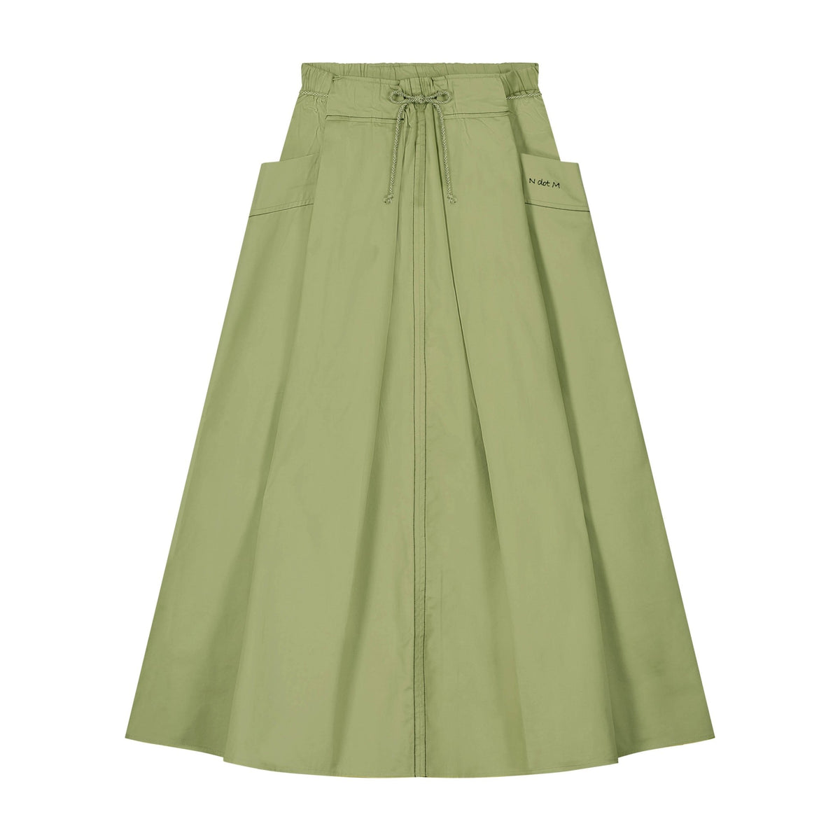 Top Stitch Cotton Skirt - Green - shopndotm - Teen Clothing