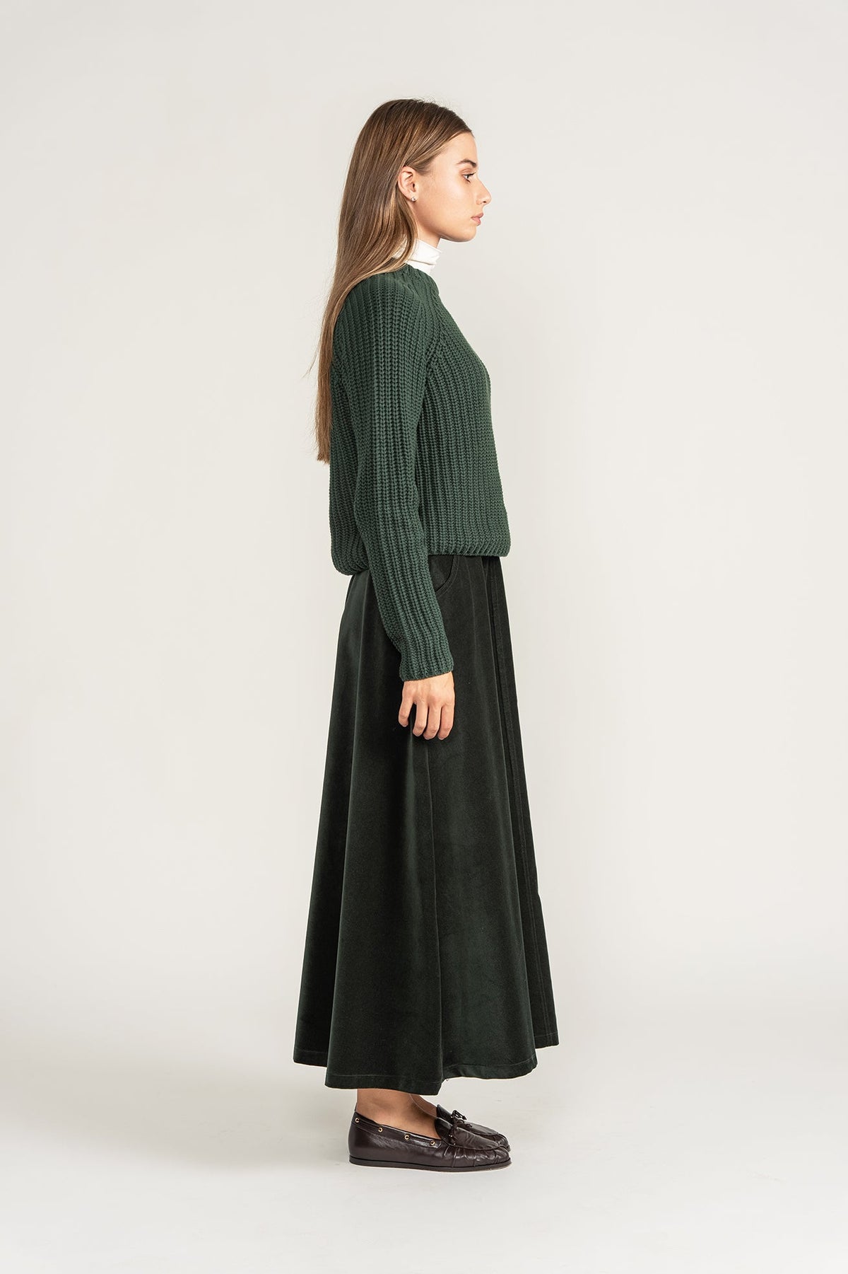 Velour Velvet Skirt - Green - shopndotm - Teen Clothing