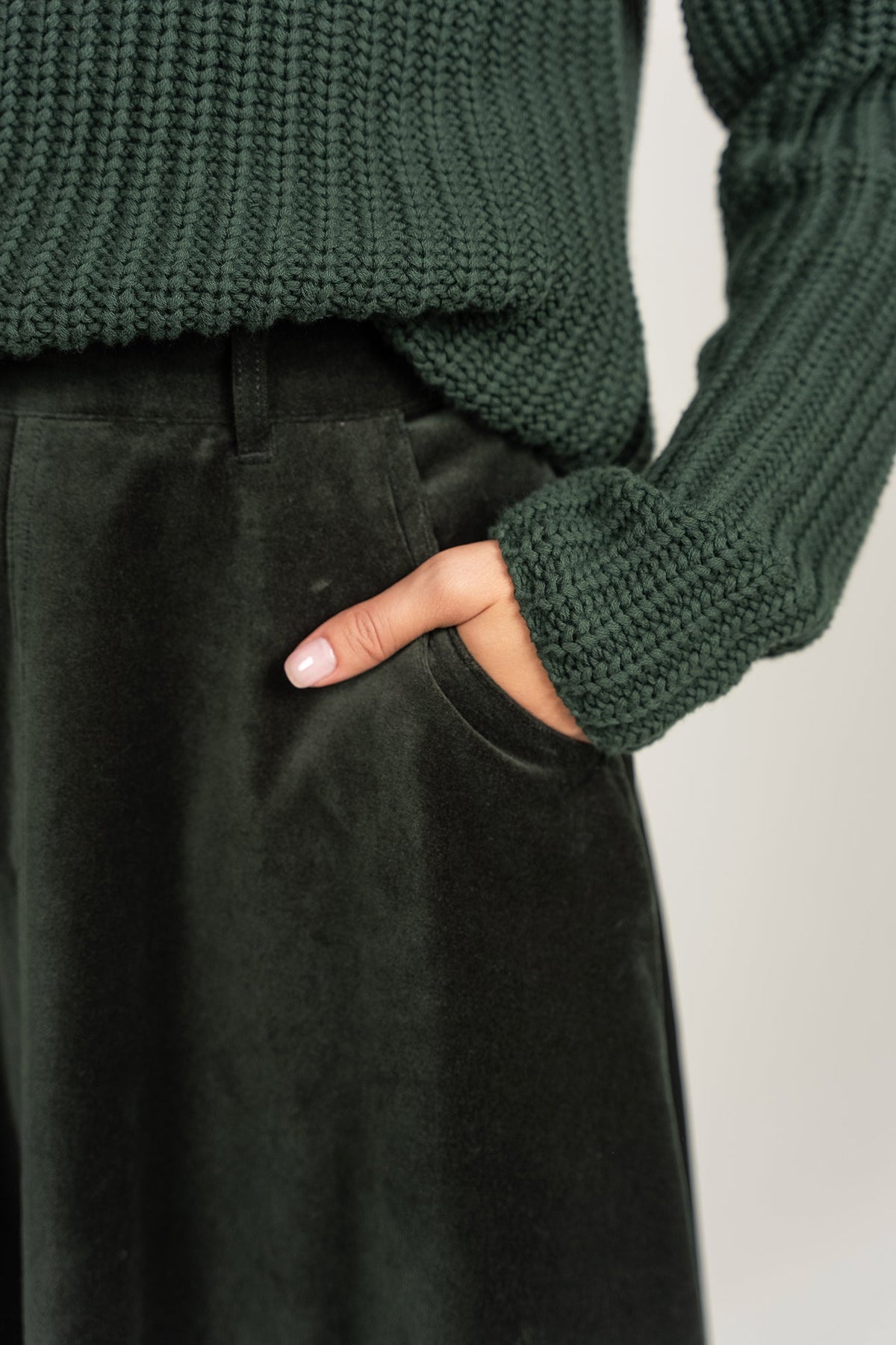 Velour Velvet Skirt - Green - shopndotm - Teen Clothing