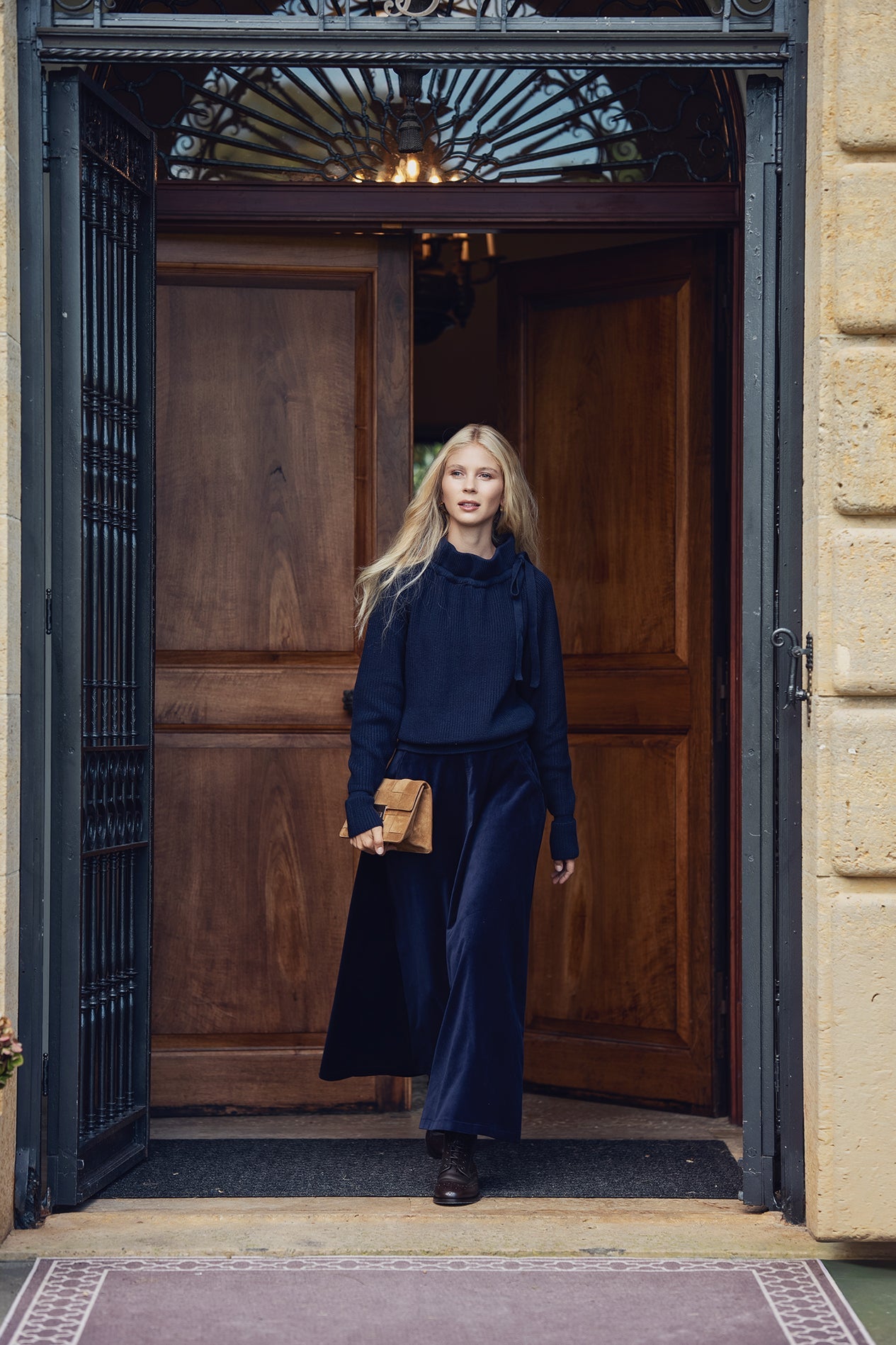 Velour Velvet Skirt - Navy - shopndotm - Teen Clothing