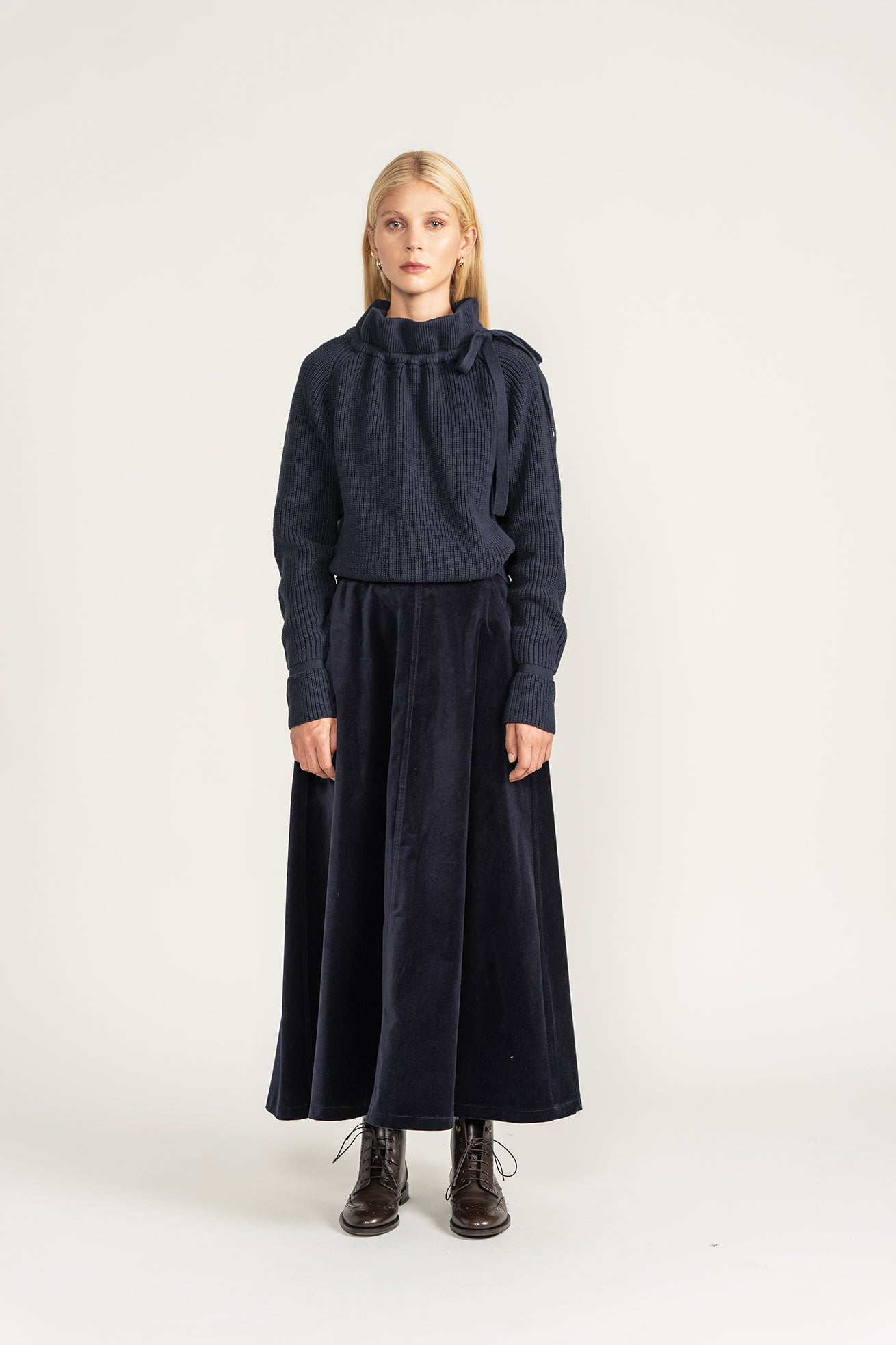 Velour Velvet Skirt - Navy - shopndotm - Teen Clothing
