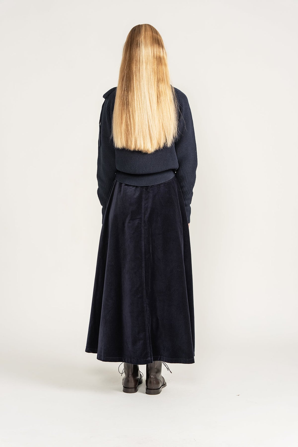 Velour Velvet Skirt - Navy - shopndotm - Teen Clothing