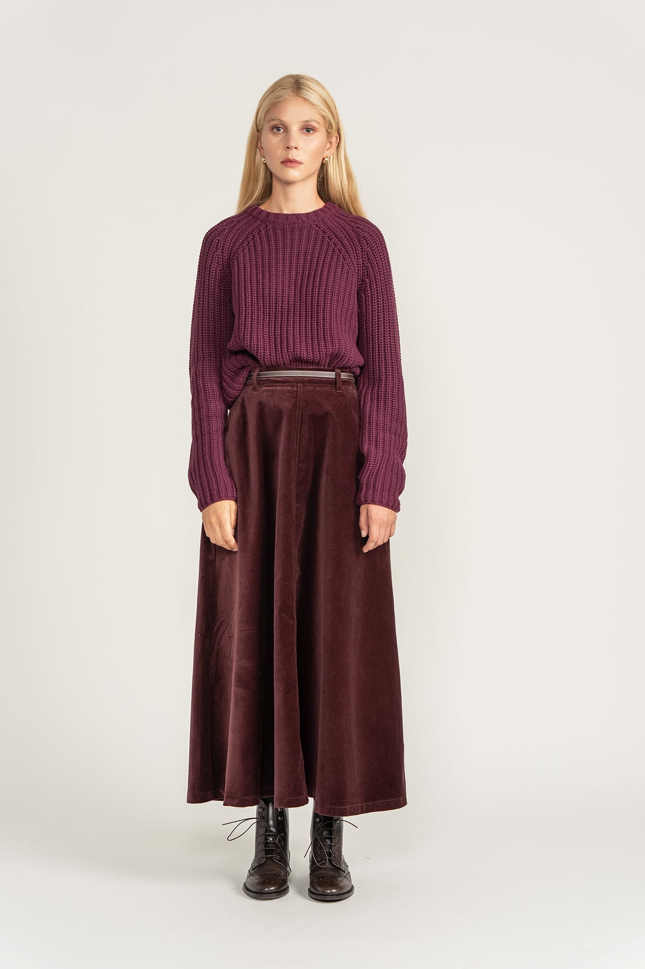 Velour Velvet Skirt - Plum - shopndotm - Teen Clothing