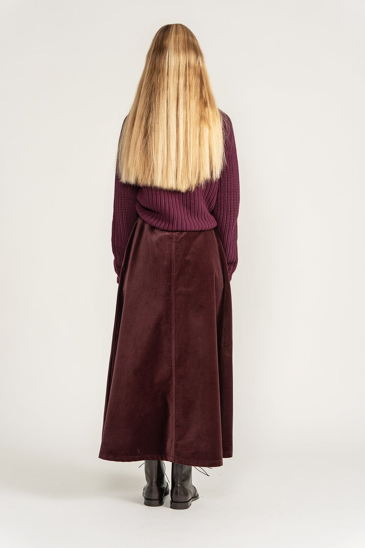 Velour Velvet Skirt - Plum - shopndotm - Teen Clothing