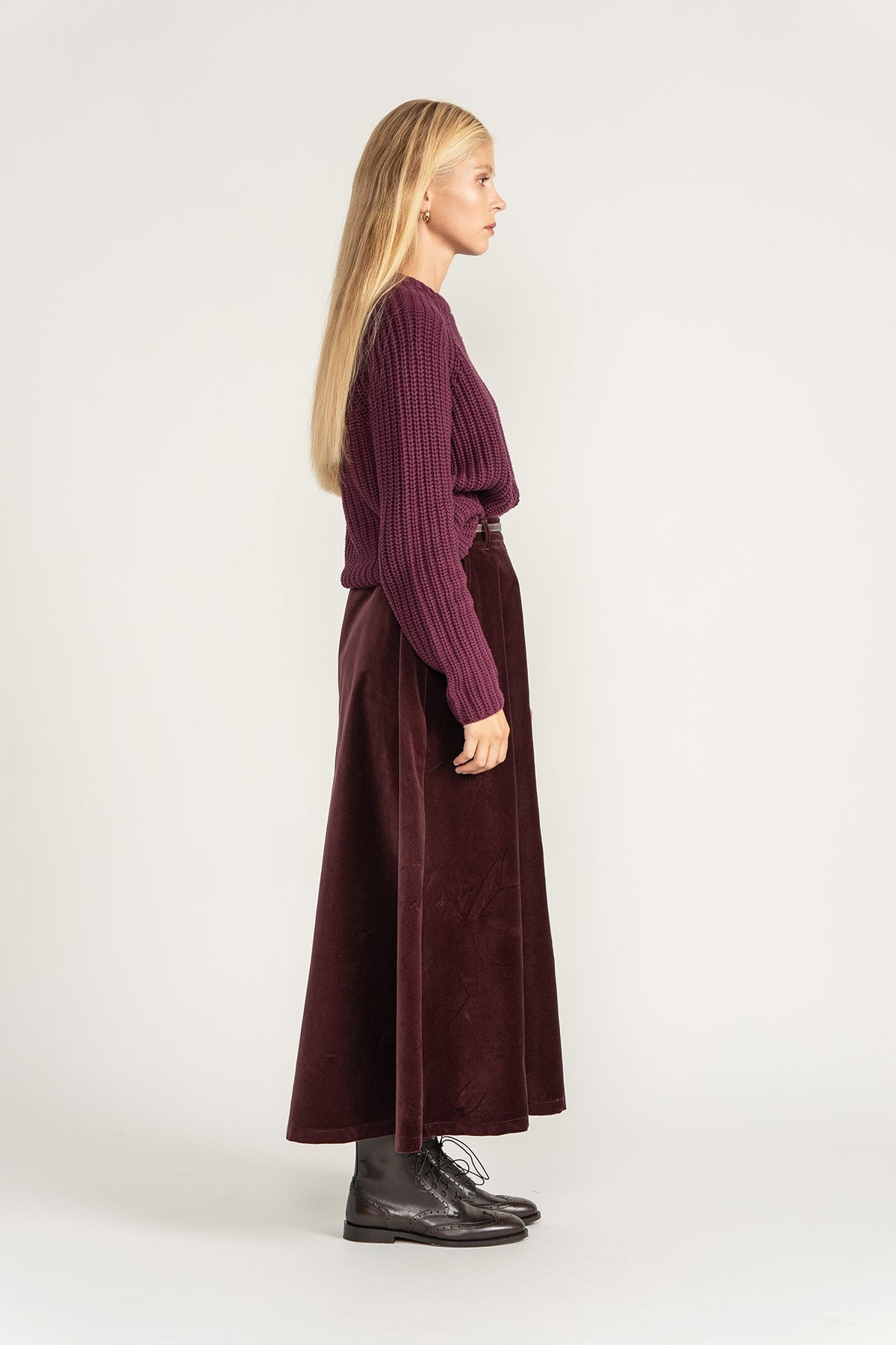 Velour Velvet Skirt - Plum - shopndotm - Teen Clothing