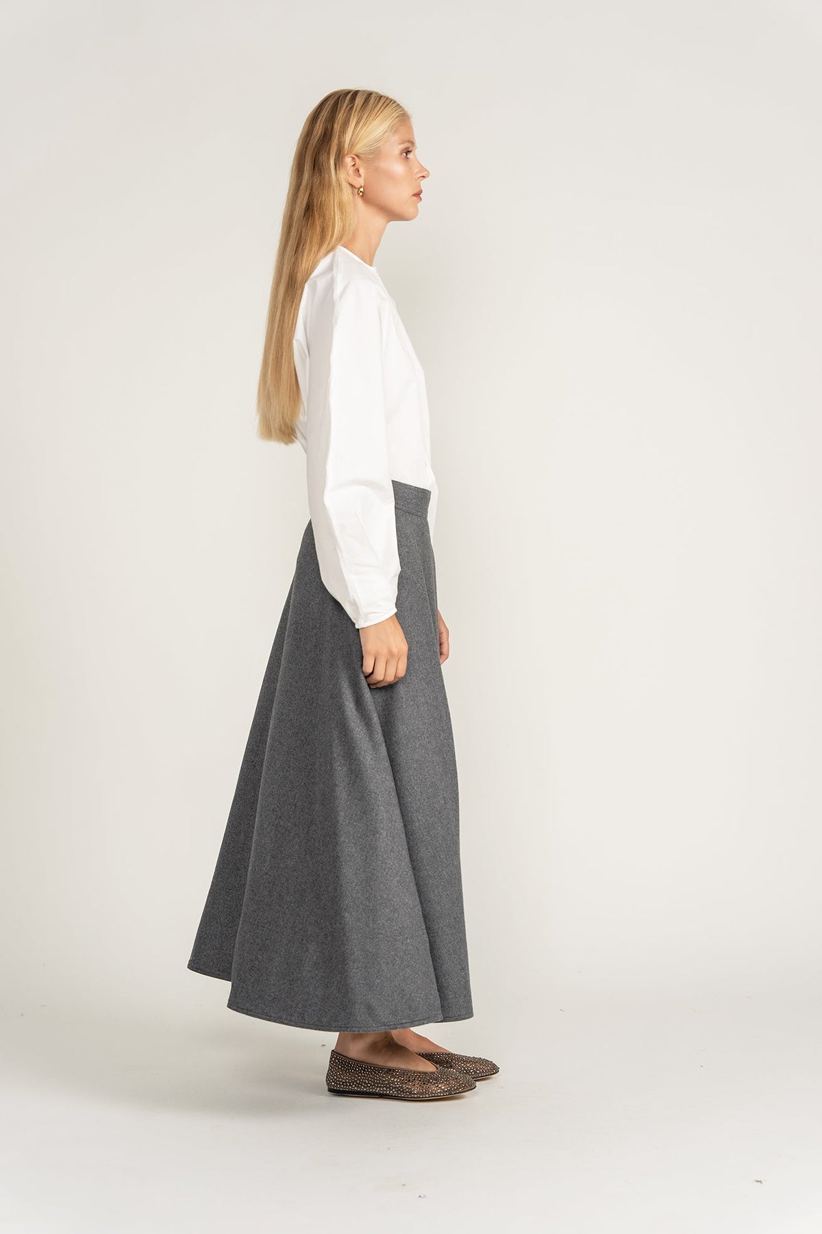 Wool Circle Skirt - Grey - shopndotm - Young Adult/Women Clothing