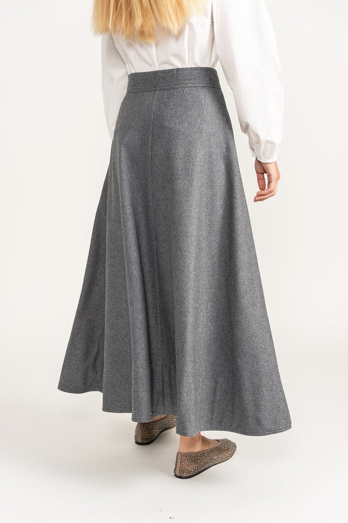 Wool Circle Skirt - Grey - shopndotm - Young Adult/Women Clothing