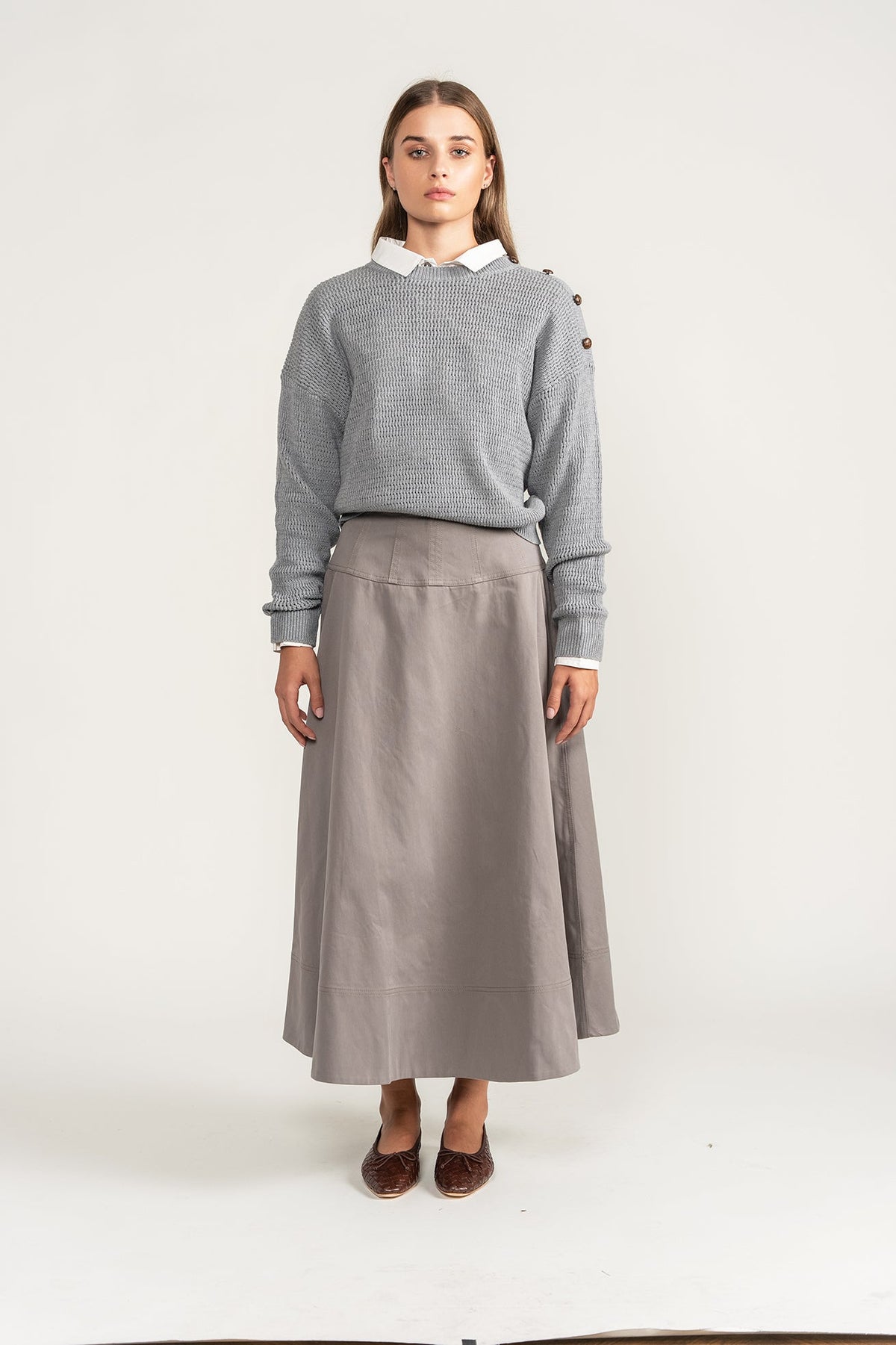Yoke Skirt - Grey - shopndotm - Teen Clothing